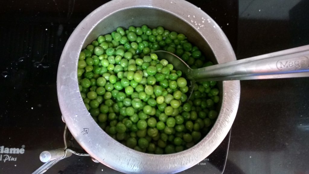 Stir fry Peas for Chivda Matar