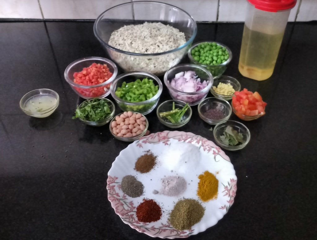 Ingredients Used for making Vegetable Poha