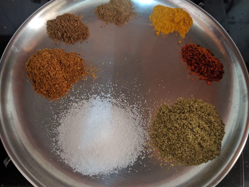 Spices to be added