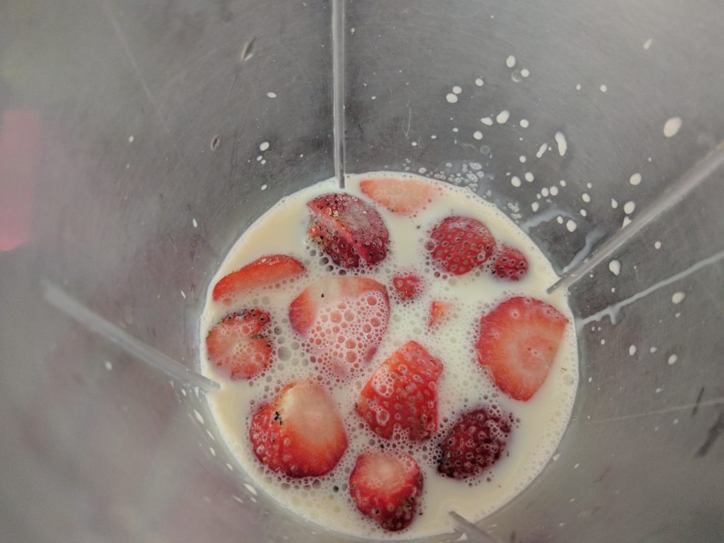 Adding Milk to Fresh Strawberries