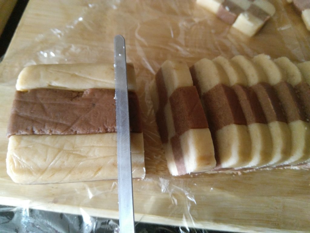 Cutting slices for Checkerboard Cookies